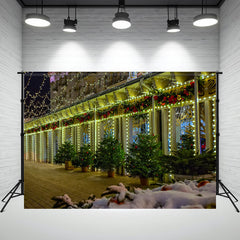 Street Shop Green Light String Christmas Backdrop - Layoris