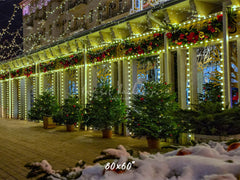 Street Shop Green Light String Christmas Backdrop - Layoris