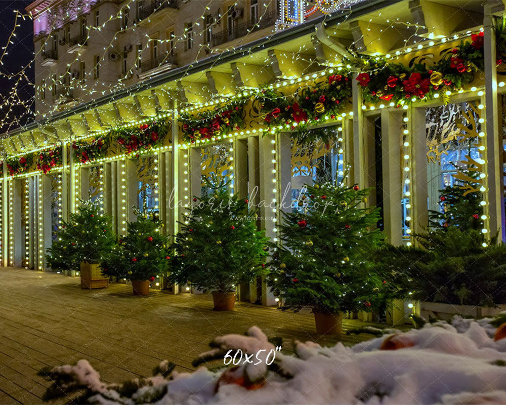 Street Shop Green Light String Christmas Backdrop - Layoris