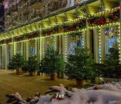Street Shop Green Light String Christmas Backdrop - Layoris