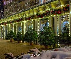 Street Shop Green Light String Christmas Backdrop - Layoris