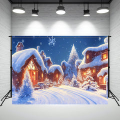 Snow Covered Houses Winter Photo Backdrop - Layoris