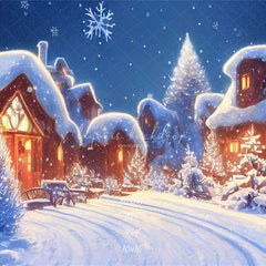 Snow Covered Houses Winter Photo Backdrop - Layoris