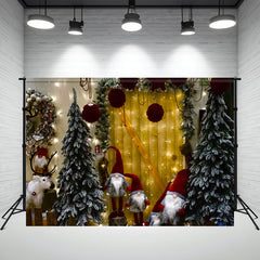 Christmas Gnomes Wreath Holiday Photo Backdrop - Layoris