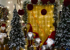 Christmas Gnomes Wreath Holiday Photo Backdrop - Layoris