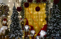 Christmas Gnomes Wreath Holiday Photo Backdrop - Layoris