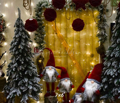 Christmas Gnomes Wreath Holiday Photo Backdrop - Layoris