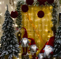 Christmas Gnomes Wreath Holiday Photo Backdrop - Layoris