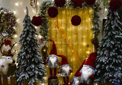 Christmas Gnomes Wreath Holiday Photo Backdrop - Layoris