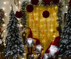 Christmas Gnomes Wreath Holiday Photo Backdrop - Layoris