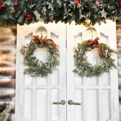 White Door Wreath Christmas Photo Backdrop - Layoris
