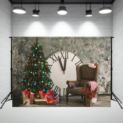 Clock Chair Christmas Tree Photo Backdrop - Layoris
