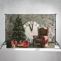 Clock Chair Christmas Tree Photo Backdrop - Layoris