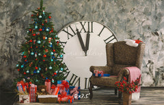 Clock Chair Christmas Tree Photo Backdrop - Layoris