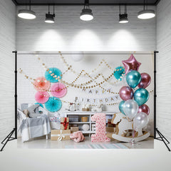 White Wall Balloons 1St Birthday Mini Session Backdrop - Layoris