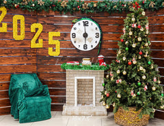 Wooden Christmas Tree 2025 New Year Backdrop - Layoris