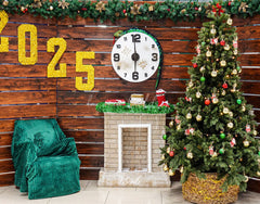 Wooden Christmas Tree 2025 New Year Backdrop - Layoris