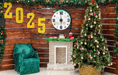 Wooden Christmas Tree 2025 New Year Backdrop - Layoris