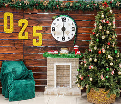 Wooden Christmas Tree 2025 New Year Backdrop - Layoris