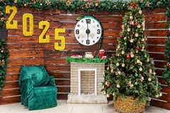 Wooden Christmas Tree 2025 New Year Backdrop - Layoris