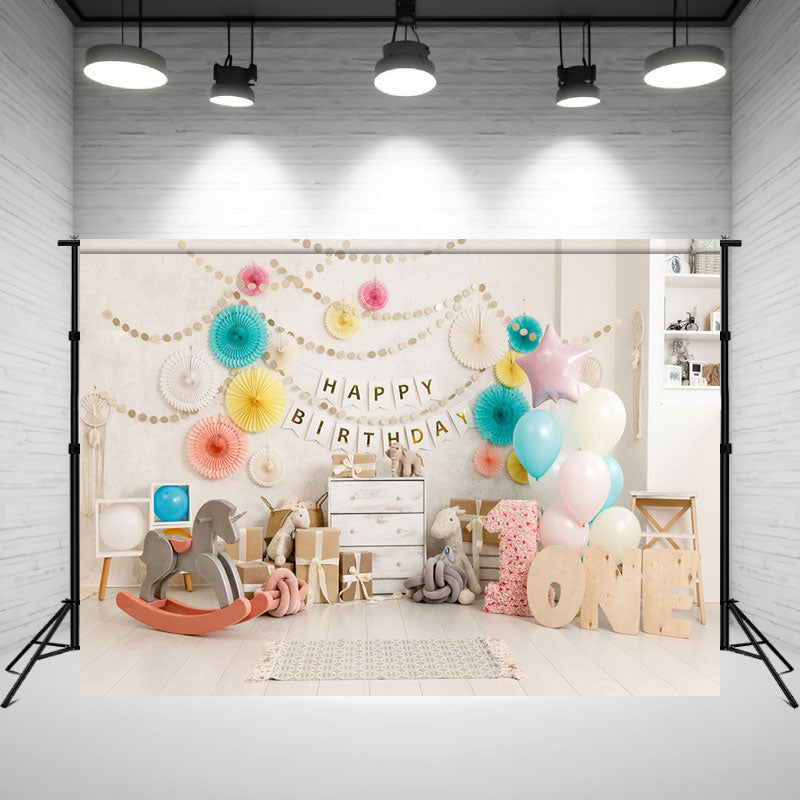 Indoor Balloon 1St Birthday Mini Session Backdrop - Layoris