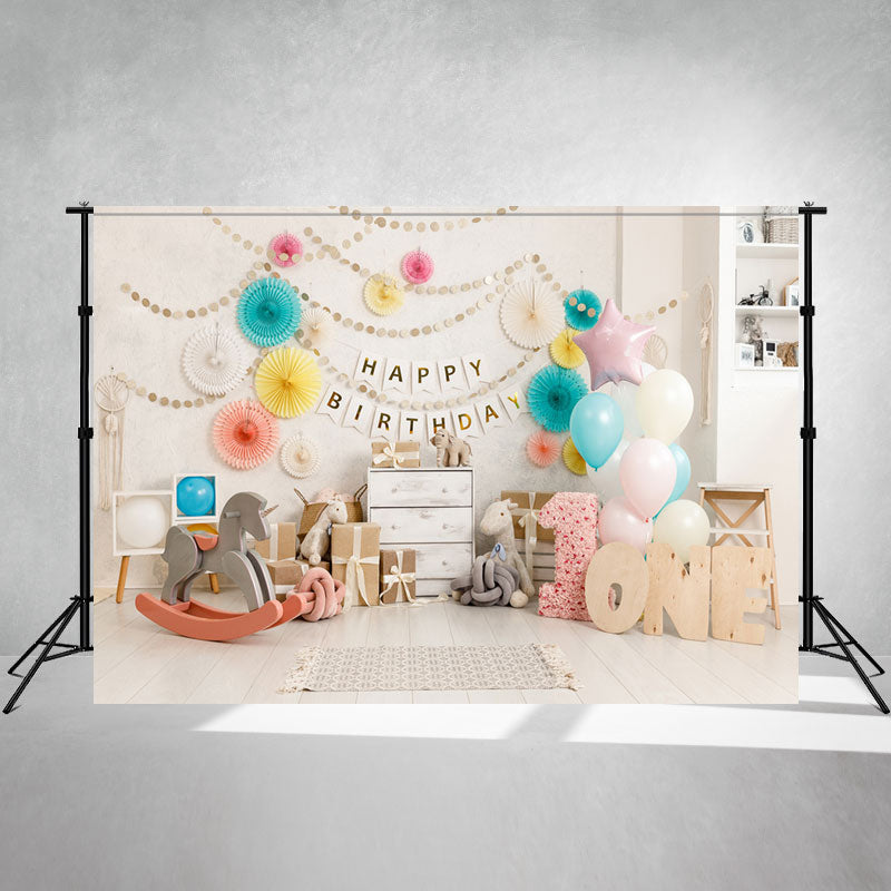 Indoor Balloon 1St Birthday Mini Session Backdrop - Layoris