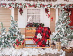 Yard After The Snow Christmas Photo Backdrop - Layoris