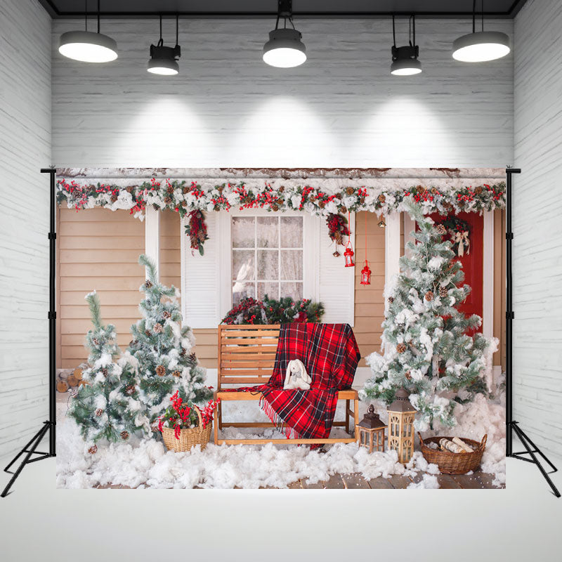 Yard After The Snow Christmas Photo Backdrop - Layoris