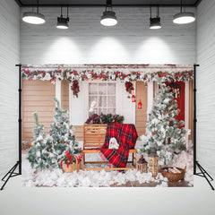 Yard After The Snow Christmas Photo Backdrop - Layoris
