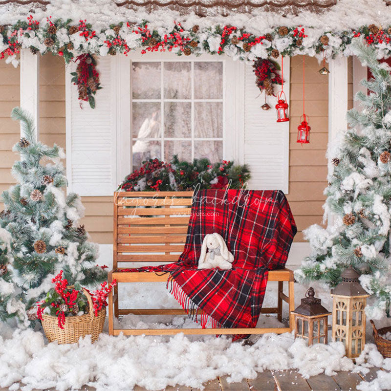 Yard After The Snow Christmas Photo Backdrop - Layoris
