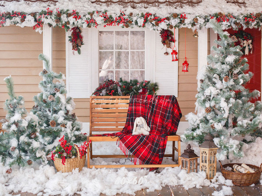 Yard After The Snow Christmas Photo Backdrop - Layoris