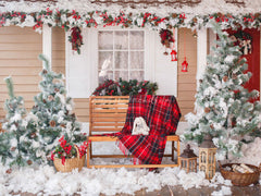 Yard After The Snow Christmas Photo Backdrop - Layoris