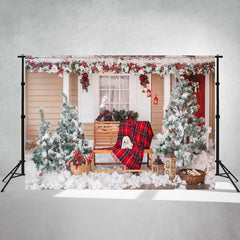 Yard After The Snow Christmas Photo Backdrop - Layoris