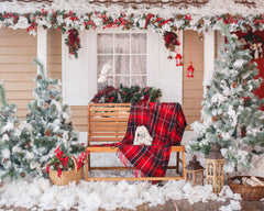 Yard After The Snow Christmas Photo Backdrop - Layoris