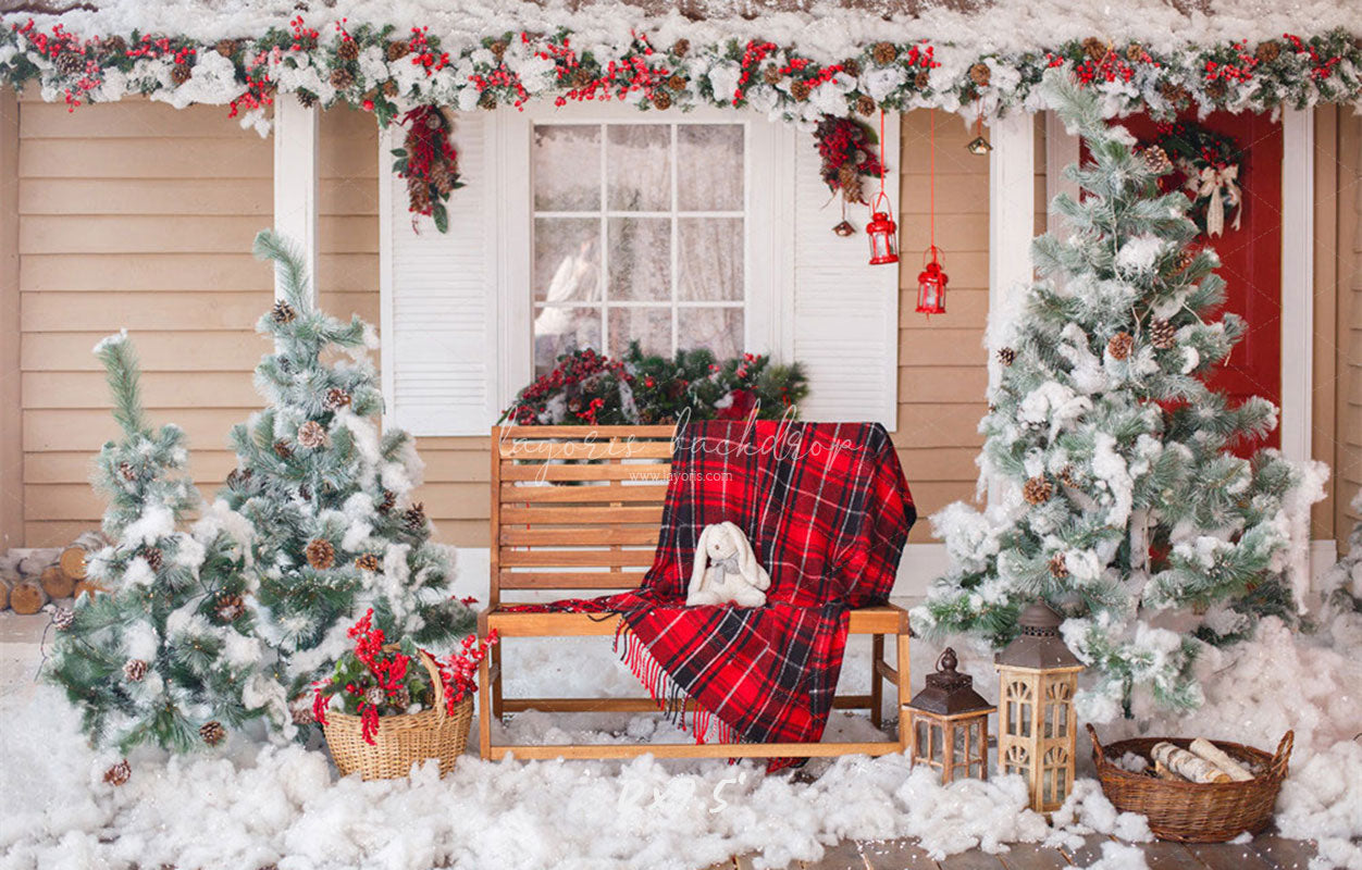 Yard After The Snow Christmas Photo Backdrop - Layoris