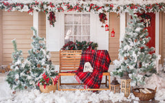 Yard After The Snow Christmas Photo Backdrop - Layoris