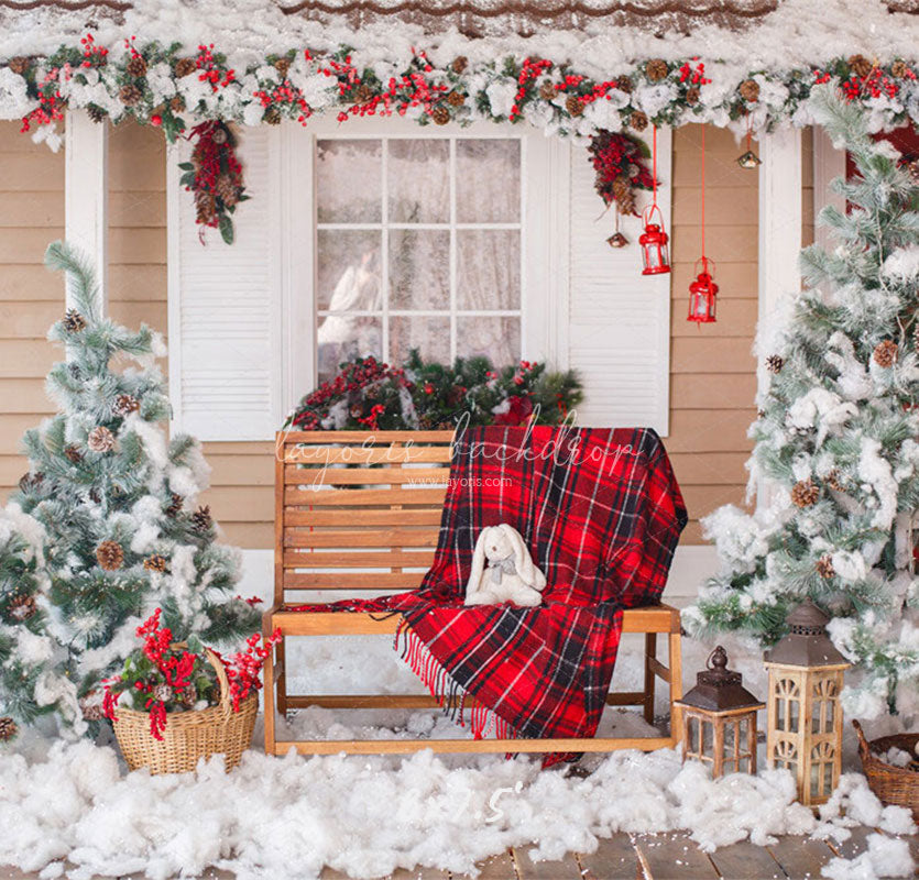 Yard After The Snow Christmas Photo Backdrop - Layoris