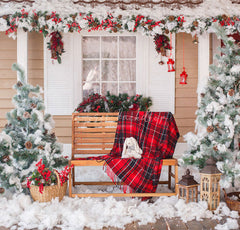 Yard After The Snow Christmas Photo Backdrop - Layoris