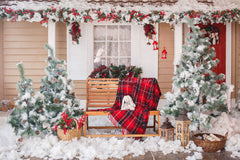 Yard After The Snow Christmas Photo Backdrop - Layoris