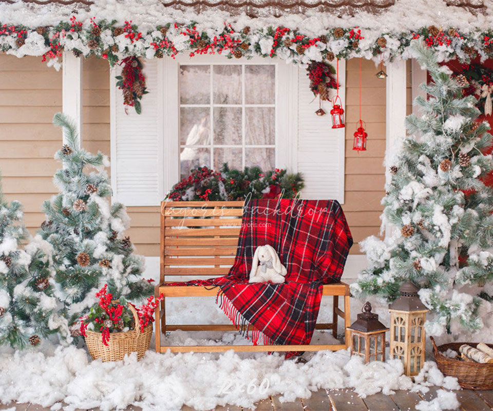 Yard After The Snow Christmas Photo Backdrop - Layoris