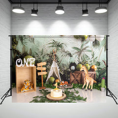 Tiger Giraffe Jungle 1St Mini Session Backdrop - Layoris