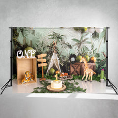 Tiger Giraffe Jungle 1St Mini Session Backdrop - Layoris