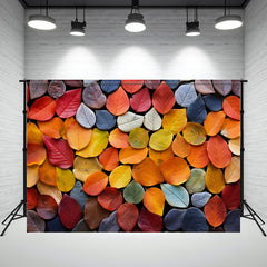 Layoris Autumn Colorful Leaves Floor Photo Backdrop