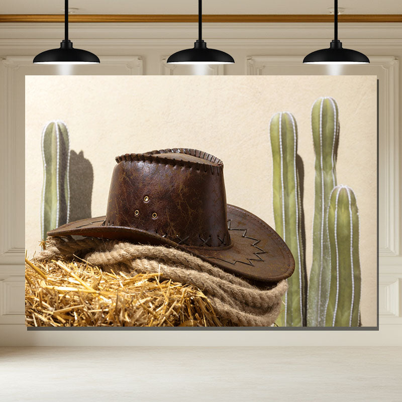Layoris Cactus Hat Western Cowboy Style Photo Backdrop