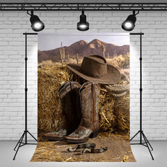 Layoris Haystack Boots Western Cowboy Photo Backdrop