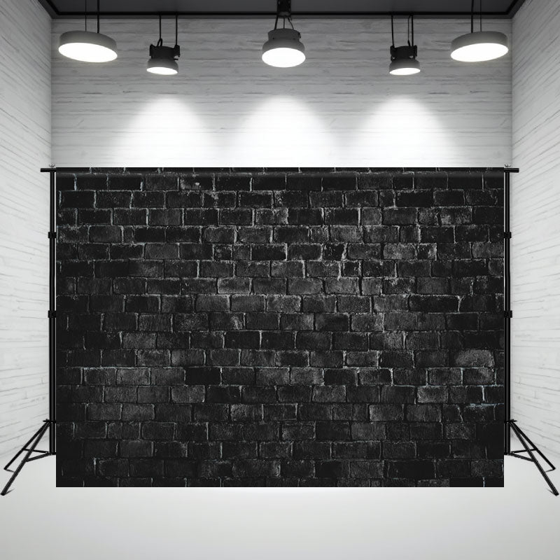 Retro Black Brick Wall Photography Backdrop - Layoris