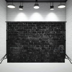 Retro Black Brick Wall Photography Backdrop - Layoris
