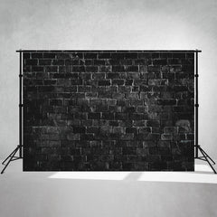 Retro Black Brick Wall Photography Backdrop - Layoris