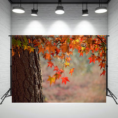 Layoris Red Maple Leaves Autumn Photography Backdrop