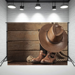 Layoris Brown Wood Hat Western Cowboy Photo Backdrop